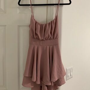 Pink Layered Spaghetti Strap Dress